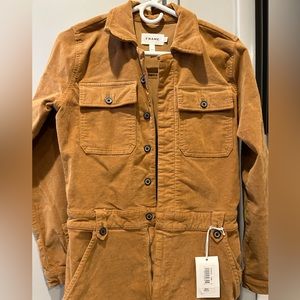 FRAME size small courdery jumpsuit, caml color, new with tags